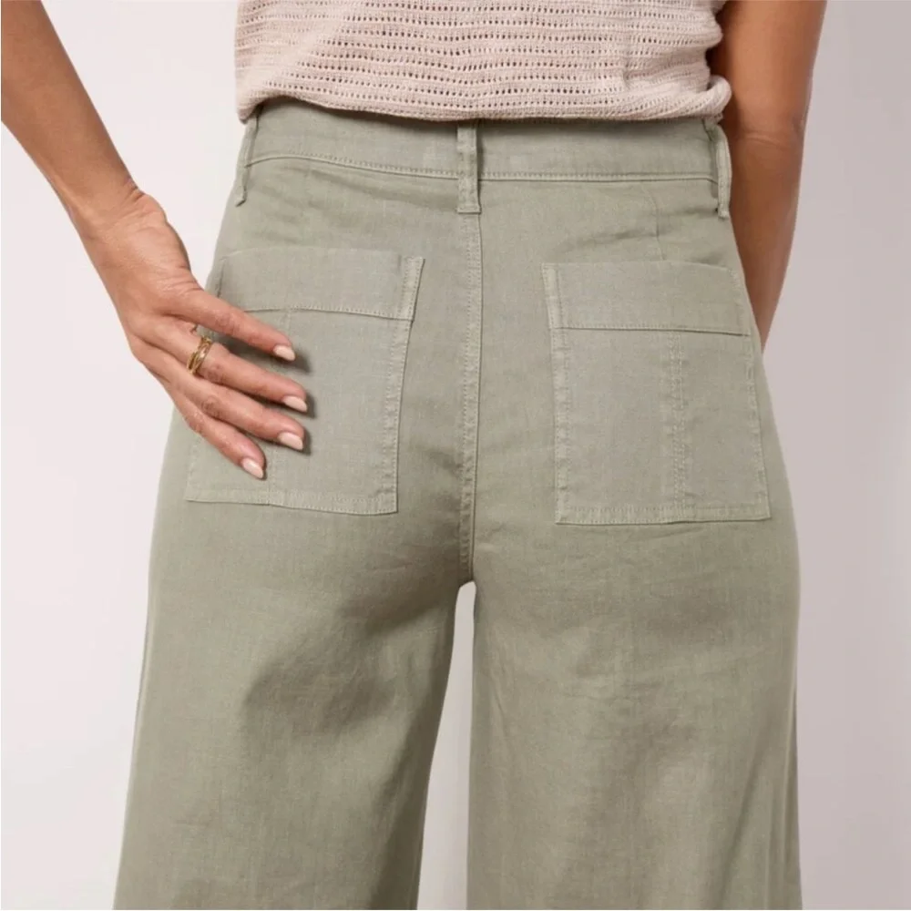 EVEREVE Joelle Wide Leg Pant Size 27 Linen/Lyocell Light Olive - Picture 4 of 16